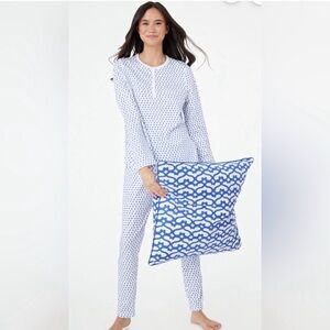 Roller Rabbit White and Blue Heart Pajama Set